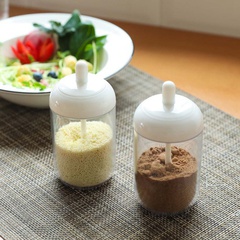 Tarro de condimento de plástico lindo para el hogar suministros de cocina con condimento de cuchara botella de condimento en caja