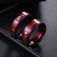 jewelry wholesale electroplating purple carbon fiber titanium steel electrocardiogram ring