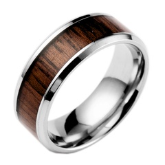 Cross-border rings European and American popular rings inlaid teak rings stainless steel wholesale