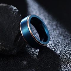 Cross-Border Hot Selling New European and American Men's Tungsten Ring Electroplated Two-Color Tungsten Gold Brushed 8mm Wide Fashion Ornament