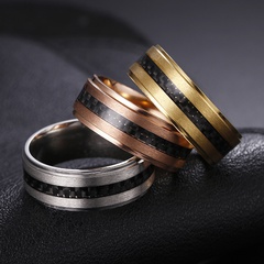 Cross-Border Supply European and American New Two-Step Carbon Fiber Stainless Steel Men's Ring First Decoration One-Piece Delivery