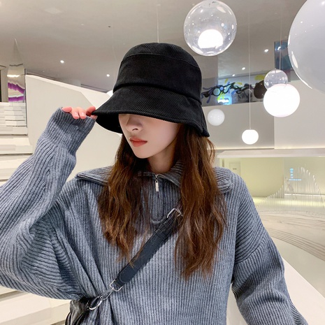 Sombrero de color puro Tendencia de la moda coreana Sombrero de pescador de pana dividida's discount tags