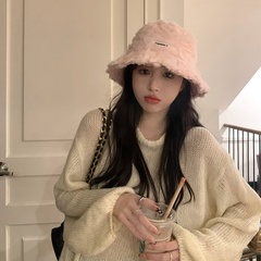 Pink Hat for Women Korean Style Fashion Flowers Bucket Hat Sun-Shade All-Match Trendy Face-Looking Small Bucket Cap Japanese Personality