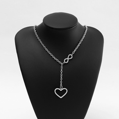 New Fashion Titanium Steel Heart Number 8 Pendant Necklace Ladies Jewelry Wholesale