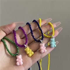 Korean Dongdaemun New Fun Necklace Women's Colorful Rice-Shaped Beads Stringed Beads Bear Crystal Twin Clavicle Chain Sweater Chain