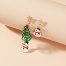 Pendientes asimtricos de dibujos animados lindos navideos simples retro goteando mueco de nieve sinuoso pendientes de rbol de Navidadpicture7