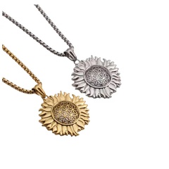 Foreign Trade European Hip Hop Exaggerated Ornament Necklace Cross-Border Independent Station SUNFLOWER Men's Pendant Necklace