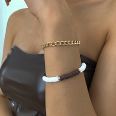 European and American jewelry geometric soft ceramic bracelet set retro simple hollow new jewelry female