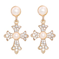 new European and American personality cross diamond earrings women's earrings wholesale