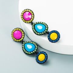 fashion geometric drop-shaped long earrings color rhinestone earrings jewelry