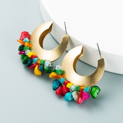 exaggerated creative geometric C-shaped alloy color gravel stud earrings