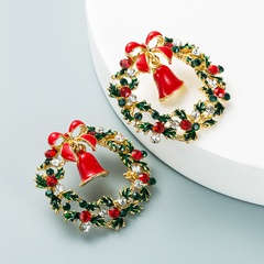 Christmas New Fashion Simple Garland Bell Bow Knot Earrings Female Alloy Rhinestone Stud Earrings
