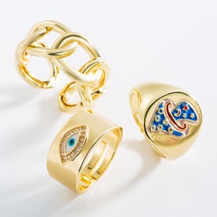 Europäische und amerikanische grenz überschreitende kreative Persönlichkeit Kupfer vergoldete Zirkon eingelegter geometrischer Pilz Augen ring Mode offener Ring Schmuck