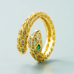 European and American trend explosion models Zodiac snake copper gold-plated micro-inlaid zircon ring