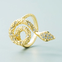 European and American fashion Bohemian copper gold-plated micro-inlaid zircon snake ring opening adjustable
