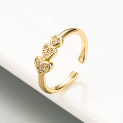 Cross-border European and American fashion 18k gold-plated copper micro-inlaid zircon ring opening adjustable ring