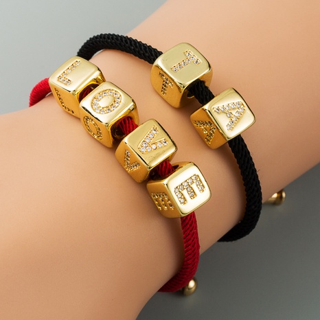 European and American Fashion & Trend Hot Selling Product 26 Letter Square Bracelet Female Brass Micro Inlaid Zircon DIY Bracelet Couple Style's discount tags