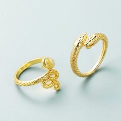 European and American copper gold-plated inlaid zircon wave point cobra-shaped ring fashion jewelry