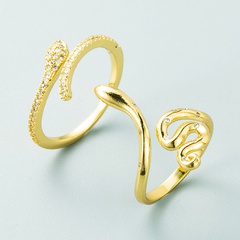 European and American fashion personality creative copper gold-plated zircon snake ring explosion open ring