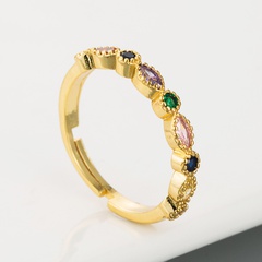 European and American micro-inlaid zircon color ring adjustable opening temperament accessories hand ornaments
