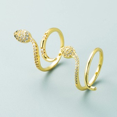 European and American trend new product copper micro-inlaid zircon snake-shaped winding ring