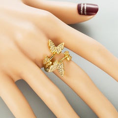 Fashion all-match small butterfly micro-inlaid zircon butterfly opening ring index finger ring