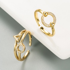 European and American fashion generous simple geometric copper micro-inlaid zircon ring