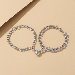 European and American new personality magnet heart-shaped bracelet retro round couple bracelets
