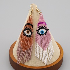 Retro ethnic style Demon Eyes Long Tassel Earrings Miyuki Rice Beads Handmade Beaded Tassel Earrings