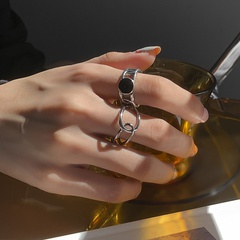 Black drop oil opening adjustable ring fashion personality trend niche design ring index finger ring