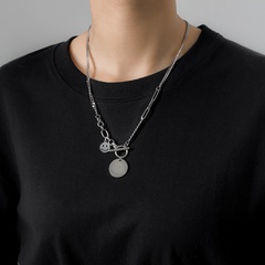 fashion titanium steel smiley face letter necklace female niche design trendy stitching clavicle chain