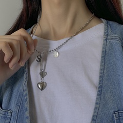 Titanium Steel Heart-Shaped Dollar Symbol Necklace for Women European and American Sexy Trendy I Cool Simple Cold Style Hip Hop Online Influencer Necklace Men