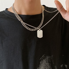 Collier de marque militaire lisse en acier au titane hip-hop bijoux chaîne de chandail de style punk collier géométrique multicouche