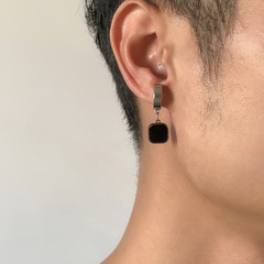 Korean jewelry trendy titanium steel hip hop earrings imitation gemstone personalized ear acupuncture