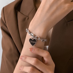 Black oil dripping titanium steel letter love bracelet female niche design student personality chain bracelet