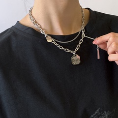 Trendy titanium steel letter niche design clavicle chain necklace personality hip-hop double-layer necklace