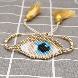 Miyuki beads handwoven Turkish Demon Eye Bracelet Female Gold Bead Tassel Personality Braceletpicture17