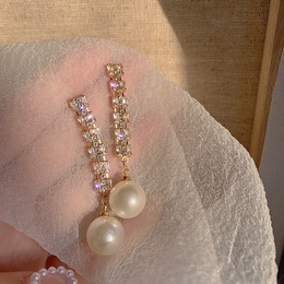 retro temperament diamond long tassel pearl pendant earringspicture12
