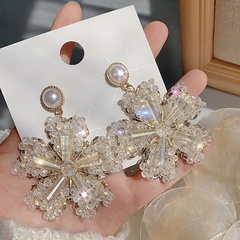 luxury exaggerated crystal flower earrings