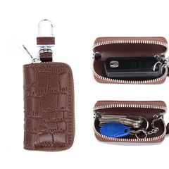 Men's leather key case zipper multi-function car key case female car key case wholesale