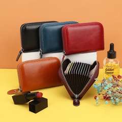New oil wax leather card holder anti-theft brush card holder leather multi-card ID card holder