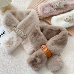 automne et hiver version coréenne de la boucle en cuir écharpe croisée en peluche chaleur épaissie imitation fourrure fourrure de lapin loutre