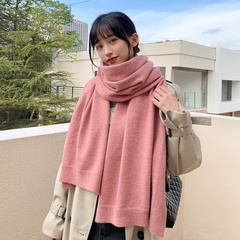 Pure color scarf autumn and winter Korean version of wild long double-sided dual-use shawl thickened warm scarf