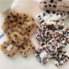 Leopard cross imitation rex rabbit fur plush scarf autumn and winter Korean cute fashion bib