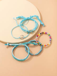 neuer Schmuck im böhmischen Stil Farbe Reisperlen fünfteiliges Armband geflochtenes Seil Armband Set