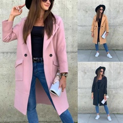 Autumn and winter fashion long-sleeved solid color all-match woolen coat