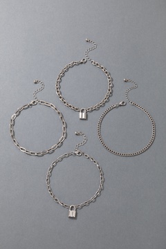 2021 new jewelry lock four-piece anklet geometric anklet set