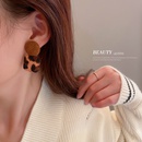 925 silver needle geometric square leopard print plush earrings earrings Korean retro niche autumn and winter personality earringspicture15