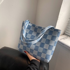 Korean version of small bag new canvas plaid tote bag shoulder messenger bag