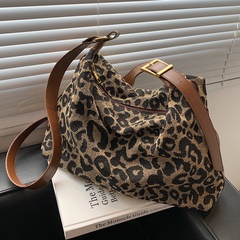 Autumn and winter texture bag large capacity fashion big bag leopard print cloth bag niche one-shoulder messenger bag